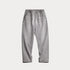 Vintage heavyweight washed gray jeans with elastic waist and distressed straight-leg style.